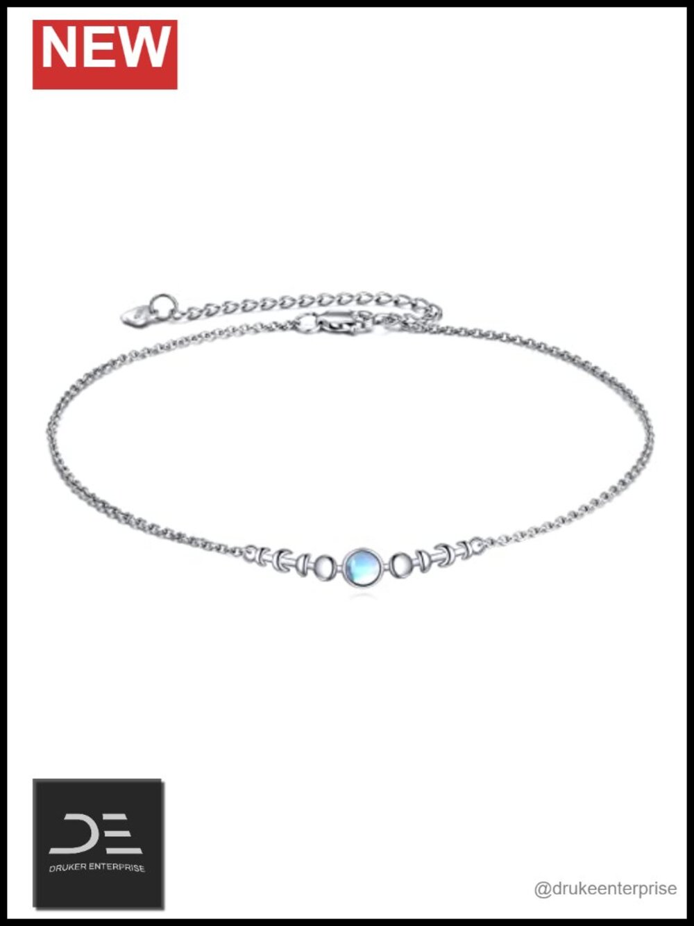 CRMAD 925 Sterling Silver Plated Link Bracelet 17.5+5" Women's Jewelry with Box